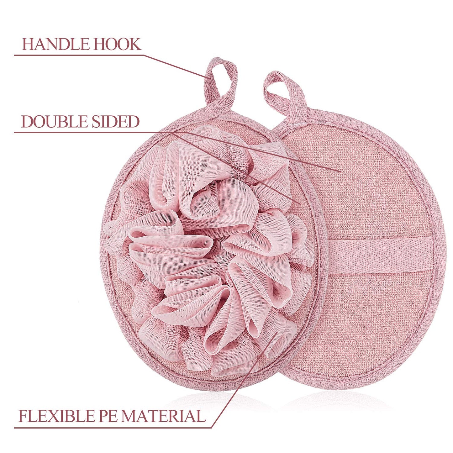 Boao 6 Pcs Bath Shower Pouf Sponge Mesh Pouf Shower Ball Exfoliating Body Sponge Pad Scrubber Glove with Flower Bath Ball (Multi-Color)