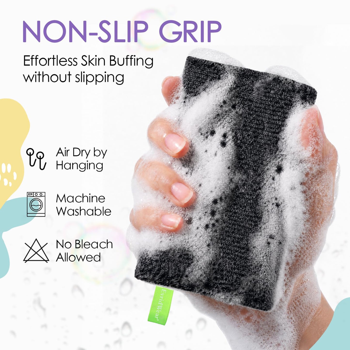Evridwear 3 Pack Exfoliating Bath Sponges, Body Scrubber for Shower, Textured Loofah Pads for Dead Skin Removal, Body Exfoliator for Smoother Skin, Spa Body Polishing for Men & Women(Classical)