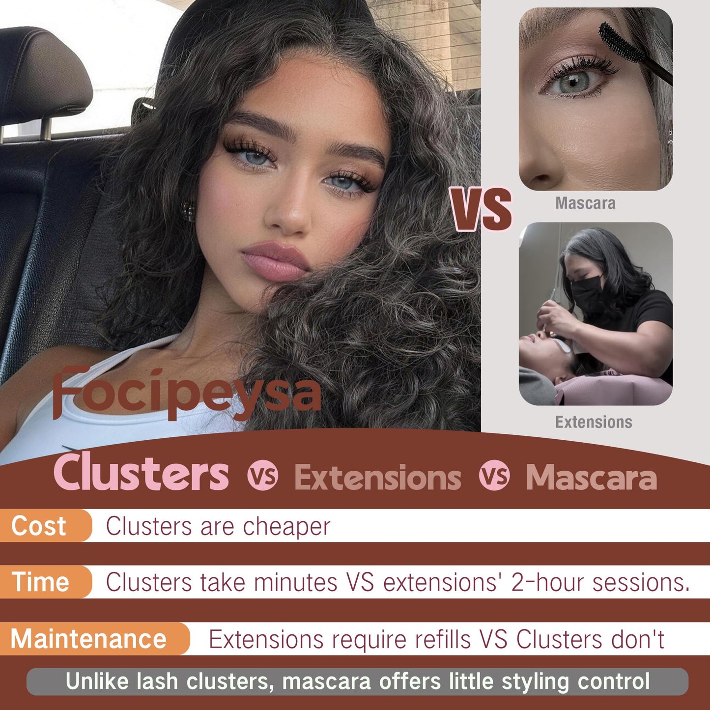 Spider Lash Clusters Natural Eyelash Clusters Wispy Lash Clusters DIY 10-14mm Cluster Eyelash Extensions Reusable Soft Individual Lashes for Natural Daily Makeup, Clean Girl Look by Focipeysa Lashes