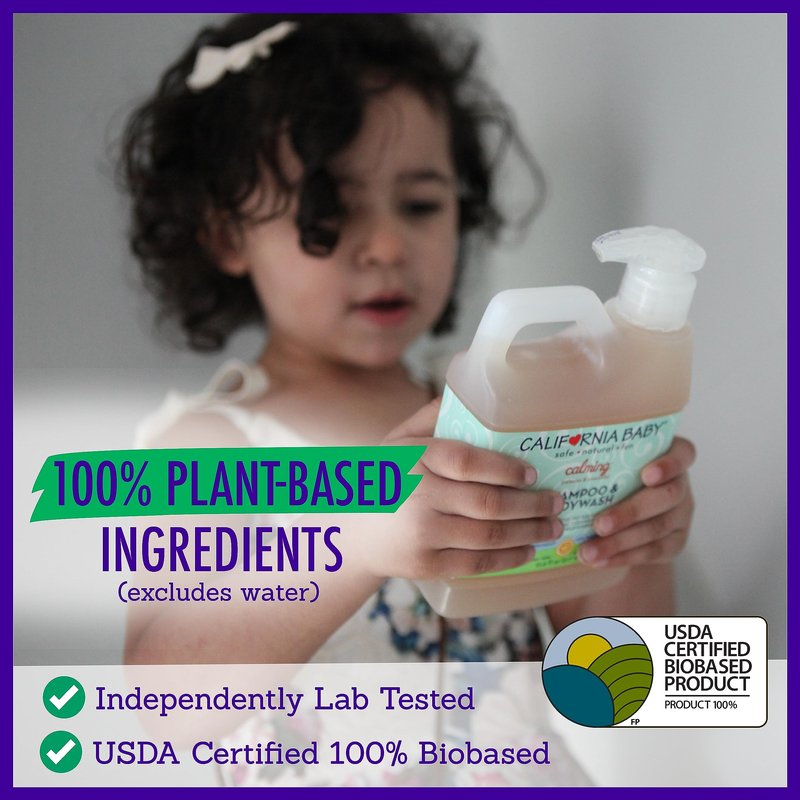 California Baby Calming Baby Shampoo + Baby Wash | 100% Plant-Based | Lavender Body Wash For Sensitive Skin | Hypoallergenic | 517 mL / 17.5 oz.