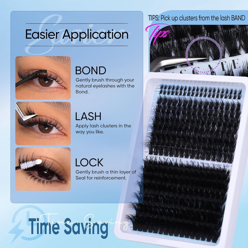 CORUSCATE Lash Clusters - 3D Volume Individual Eyelash Extensions | Wispy Spiky 12-22mm Lengths