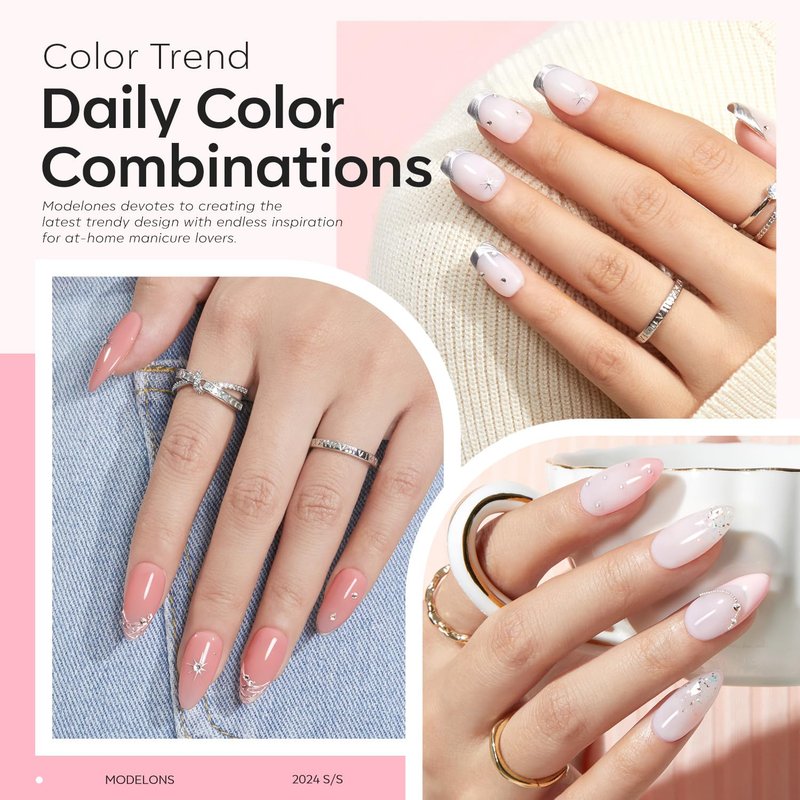Modelones Base Coat Builder Nail Gel - 2 Pcs Cover Nude & Rose Pink | 8-in-One Rubber Color Base Polish, 10 ml