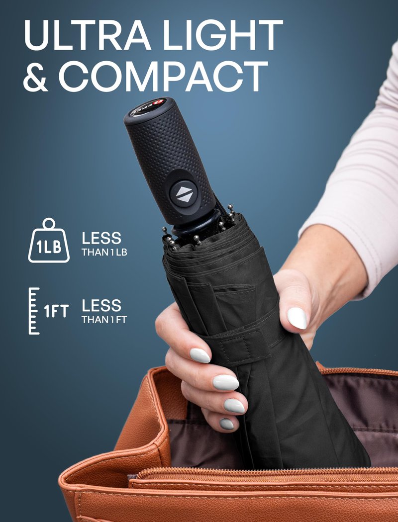 Repel Windproof Travel Umbrella - Compact & Withstands Winds up to 100MPH, Strongest Premium Auto Folding Umbrella for Rain and Sun - Durable, Light & Portable for Women & Men, Fits Backpack & Cars