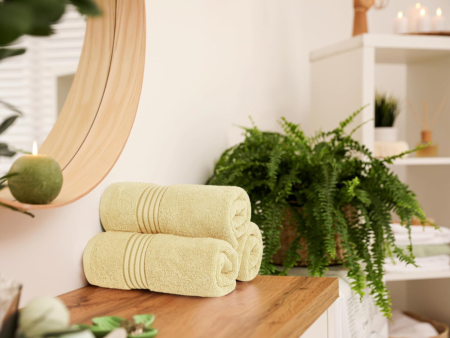 Utopia Towels - Premium 6-Piece Hand Towel Set | 100% Cotton, Lightweight & Absorbent - 16" x 28", Beige