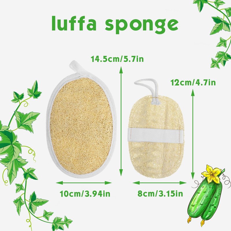 Nogeqi 3pcs Natural Loofah,Natural Loofah Sponge,Exfoliating Body Scrubber,Luffa Sponges,Egyptian Loofahs,Shower Sponge for Body,Back Scrubbers for Use in Shower for Man and Woman(Large Small)