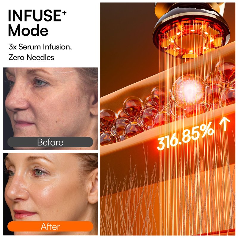 INIA Flare 3-in-1 Microcurrent Facial Device Red Light Therapy for Face and Neck Massager Tool with Heat & Vibration for Skincare Puffiness, Firming, Smoothing