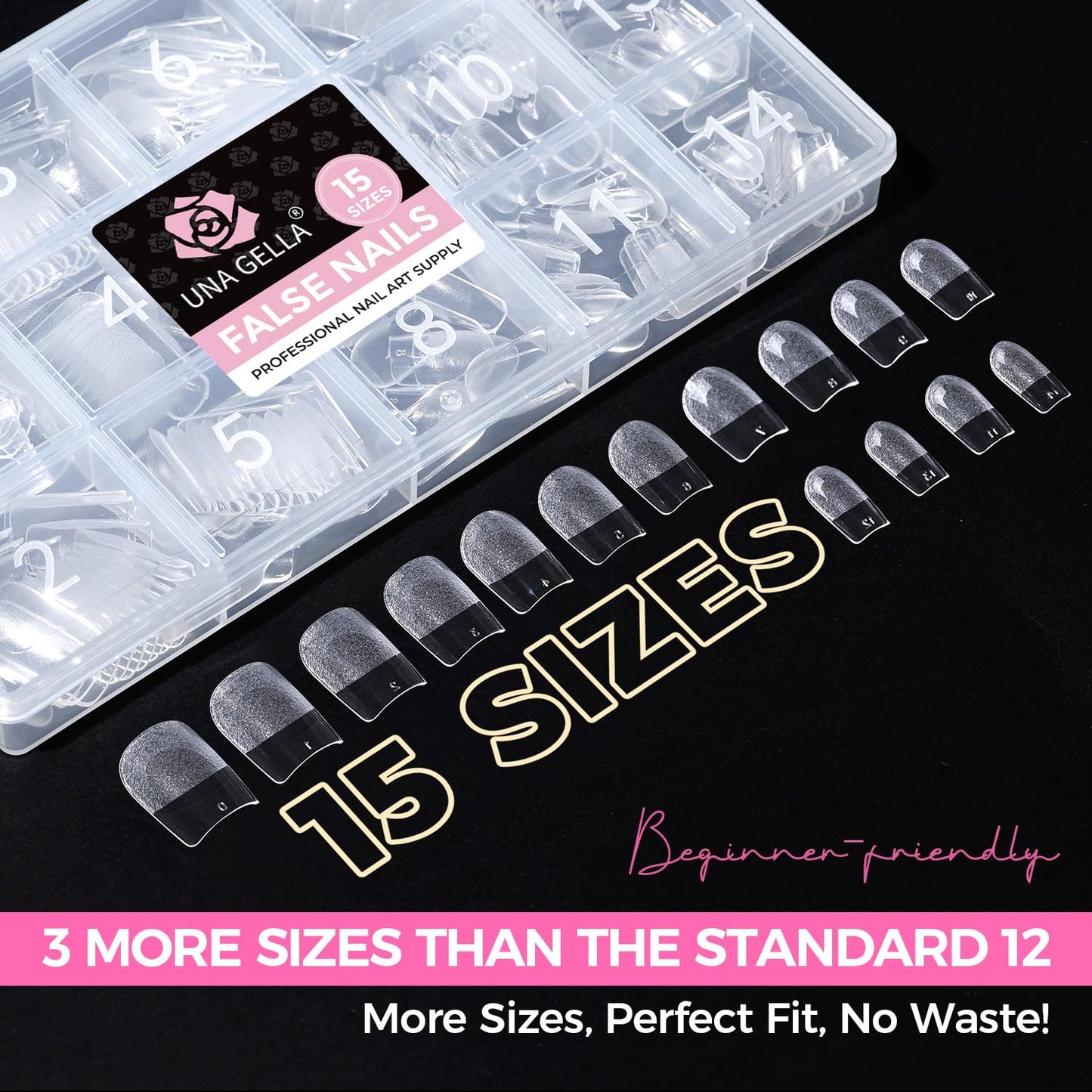UNA GELLA Gel Nail Tips - Short Square Press-On Nails, 300pcs Full Cover for DIY Nail Extensions