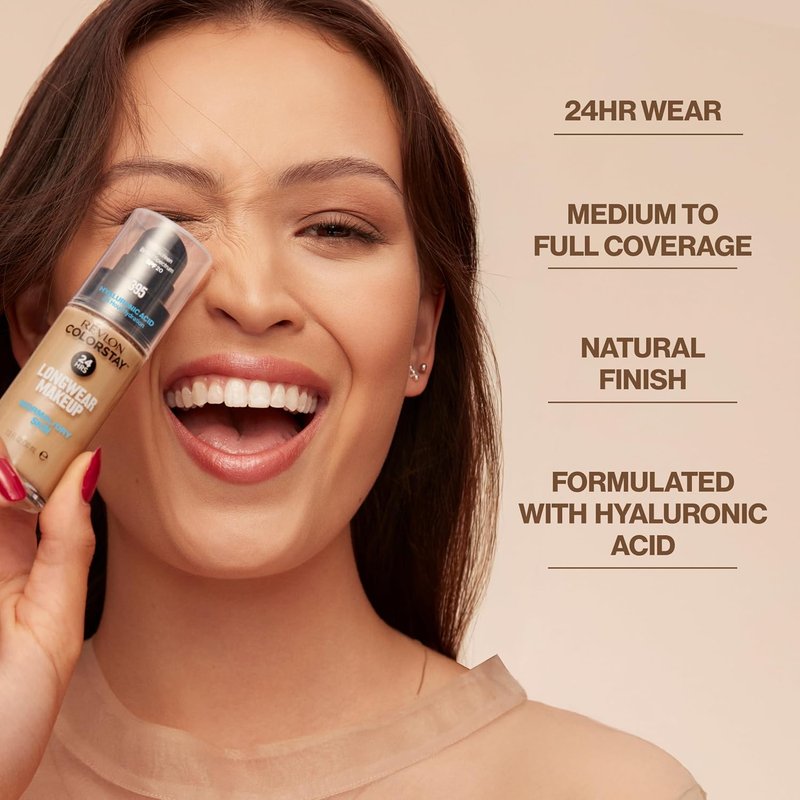 Revlon ColorStay Liquid Foundation - Longwear Medium-Full Coverage, SPF 20, 370 Toast, 1 Fl Oz