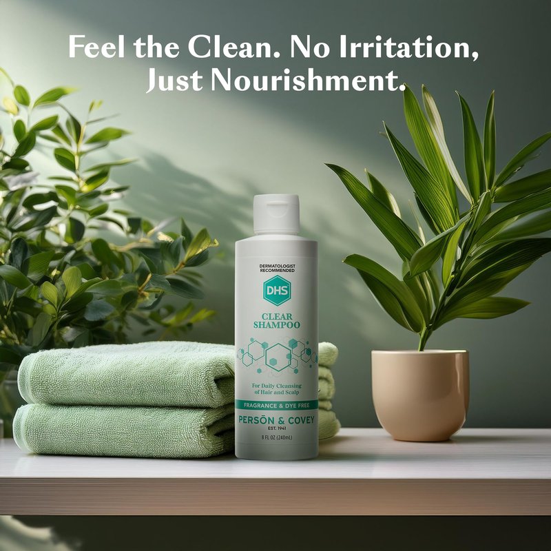 DHS Clear Shampoo - Women’s and Men’s Shampoo for Sensitive Skin/Unscented, Cleans Hair and Treats Dry Scalp/Irritant-free, Paraben-free, Fragrance-free, and Dye-free / 8oz