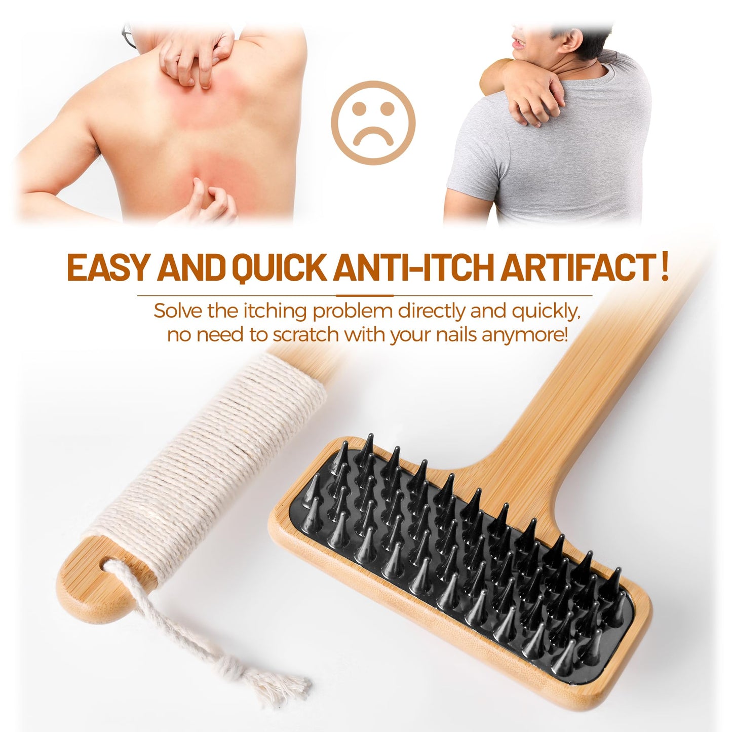 NURENDER Back Scratcher for Men, 22''Extra Long Handle Bamboo Back Scratcher, 2 in 1 Back Massager and Body Scratcher, Gentle Relief for Adults, Pregnancy, Elderly, Gift for Fathers.