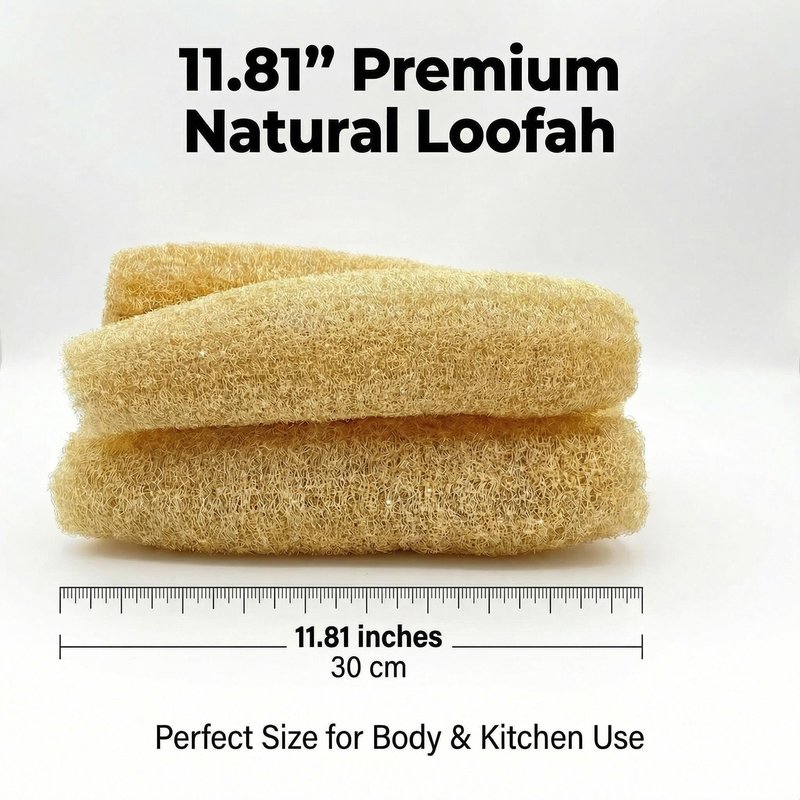 Natural Organic Loofah Sponge 4 Pack, Exfoliating Body Scrubber for Shower Bath, 100% Biodegradable Gentle Luffa for Sensitive Skin, Multi‑Purpose Cleaning Tool