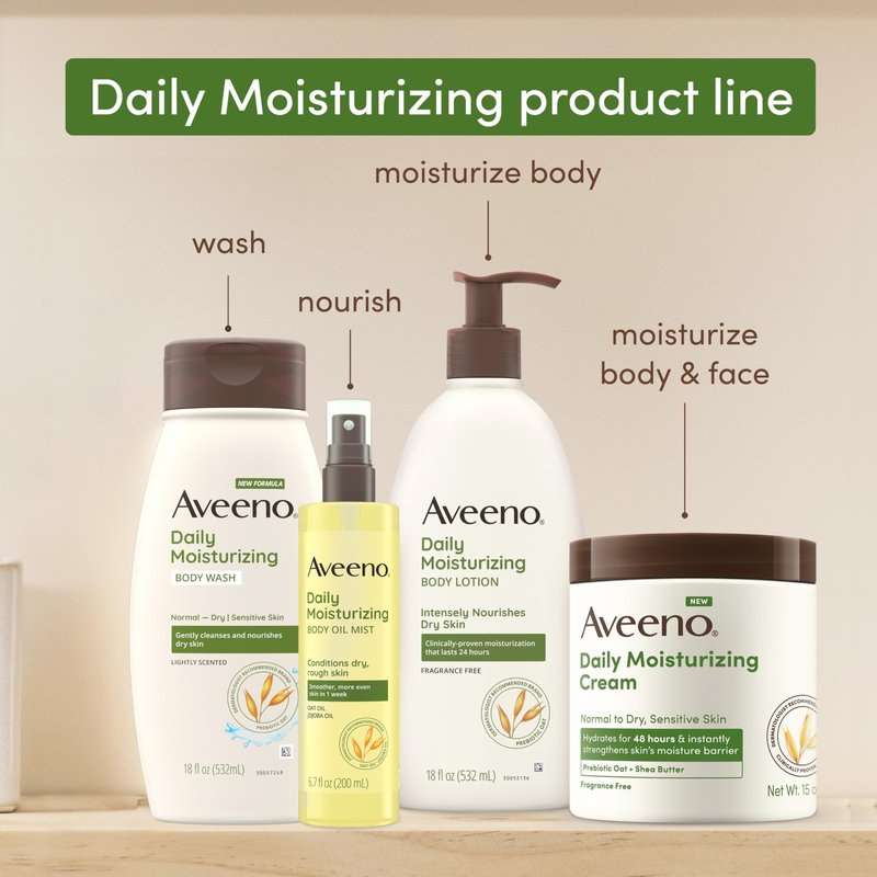 Aveeno Daily Moisturizing Body Wash for Dry & Sensitive Skin + Prebiotic Oat, Body Wash Gently Cleanses & Nourishes Dry Skin, Lightly Scented, Value Size, 33 fl. oz
