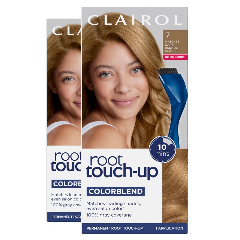 Clairol Root Touch-Up by Nice'n Easy Permanent Hair Dye, 7 Dark Blonde Hair Color | 100% Gray Coverage | Easy Brush Application | Matches Professional Salon Shades | Pack of 2
