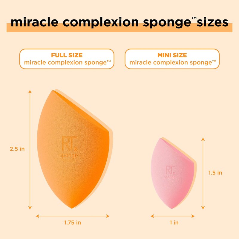 Real Techniques Mini Miracle Complexion Sponge 4 Pack, Small Makeup Blending Sponges, For Foundation & Concealer, Mini Size for Under Eyes & Touch-Ups, Travel Friendly, Natural Makeup, Latex-Free