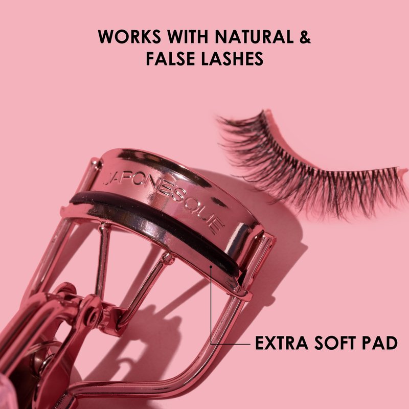 JAPONESQUE Comfort Grip Eyelash Curler for Natural & False Lashes, Universal Fit, Long-Lasting Curl