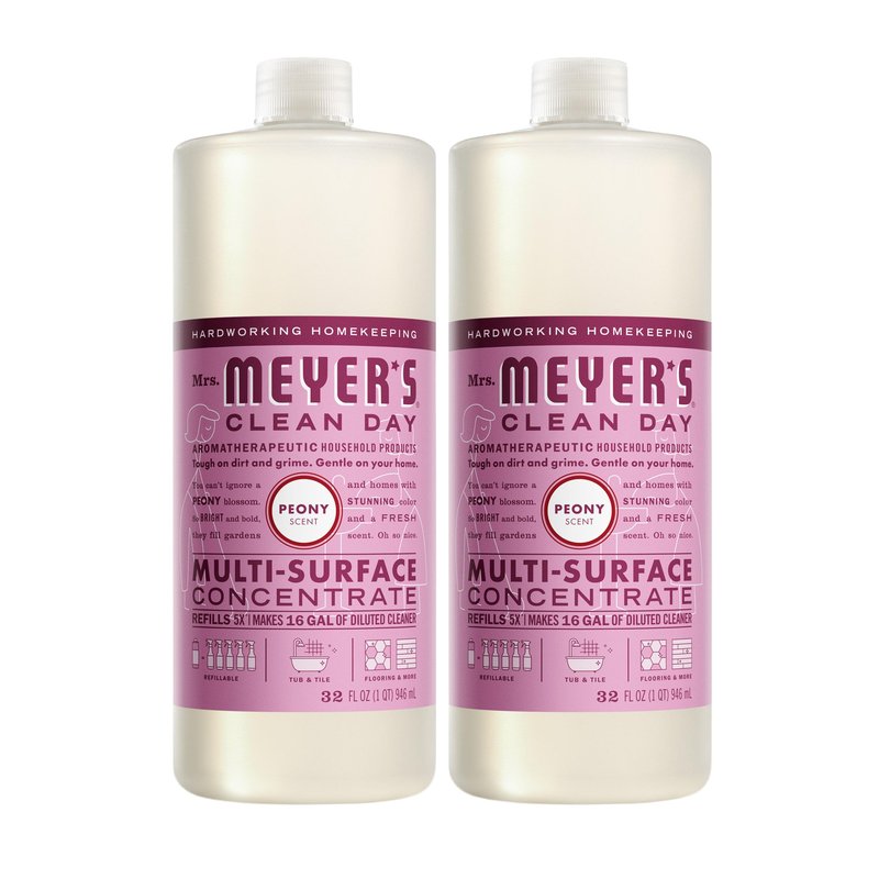 MRS. MEYER'S CLEAN DAY Multi-Surface Everyday Concentrate, Peony Scent, 32 Fl Oz Bottle - 2 Pack