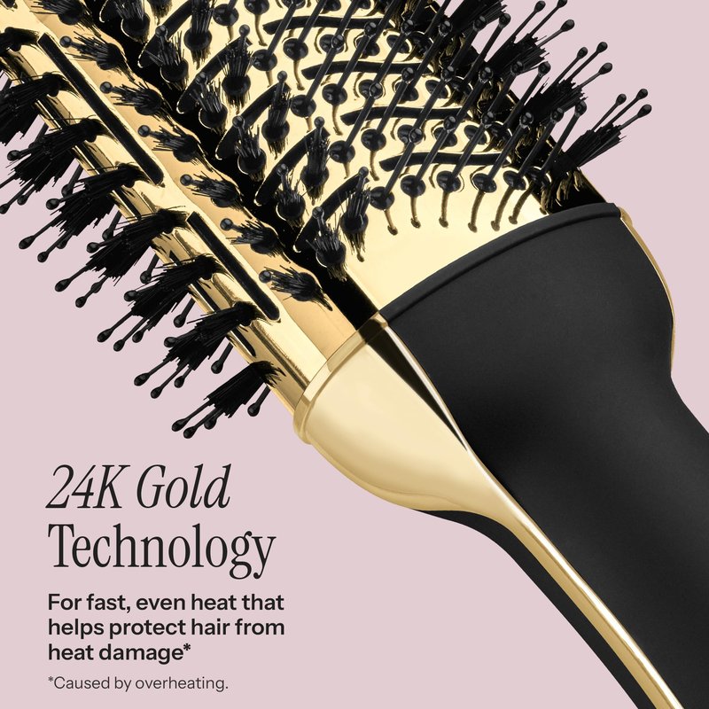 HOT TOOLS 24K Gold Blow Dryer Brush, Round Brush Blow Dryer for Salon-Worthy Blowouts in One Step, Fast Styling & Long-Lasting Results