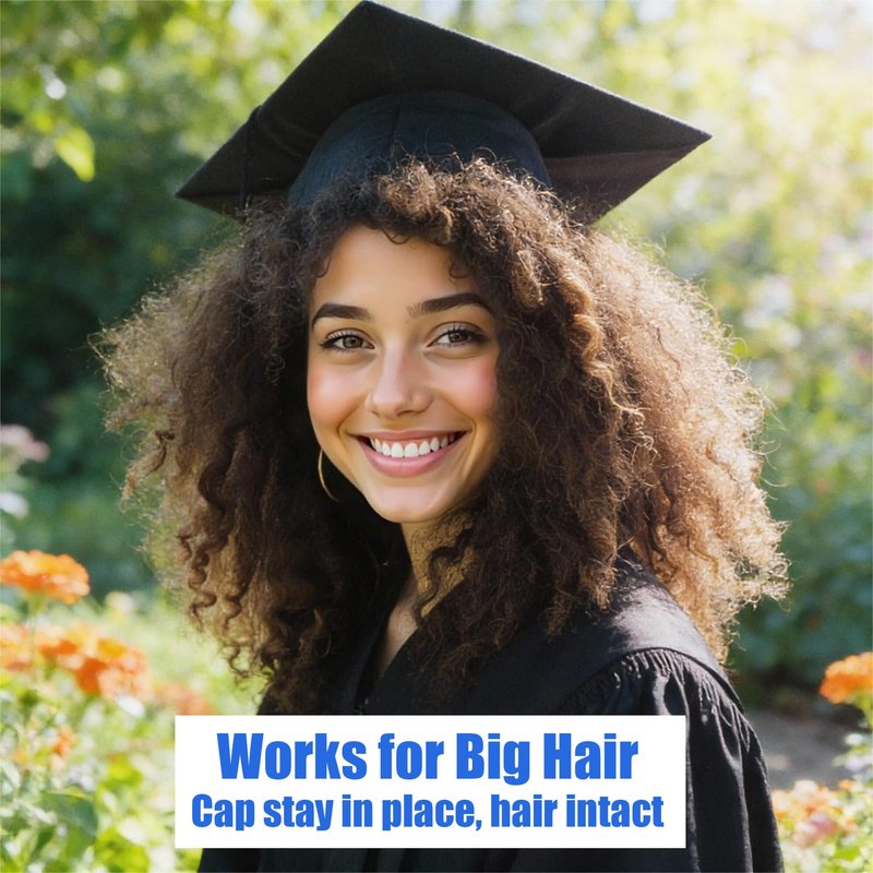 Adjustable Graduation Grad Cap Headband Insert Invisible Firm Anti-Fall Grad Cap Headband for Graduation Hat Foldable Holder for Small Heads Big Heads Any Hairstyle Black