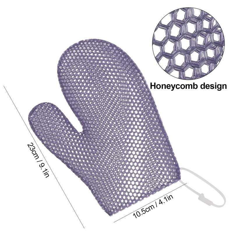 etspolt Exfoliating Glove Bath Mitt -Exfoliating Gloves for Shower, Body Scrubber for Deep Cleansing, Quick Drying Bath Gloves (Purple)