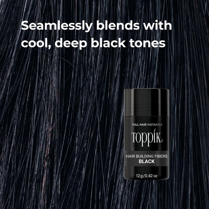 oppik Hair Building Fibers, Black, 3g Fill In Fine or Thinning Hair, Instantly Thicker, Fuller Looking, 9 Shades for Men & Women, Keratin Protein Formula