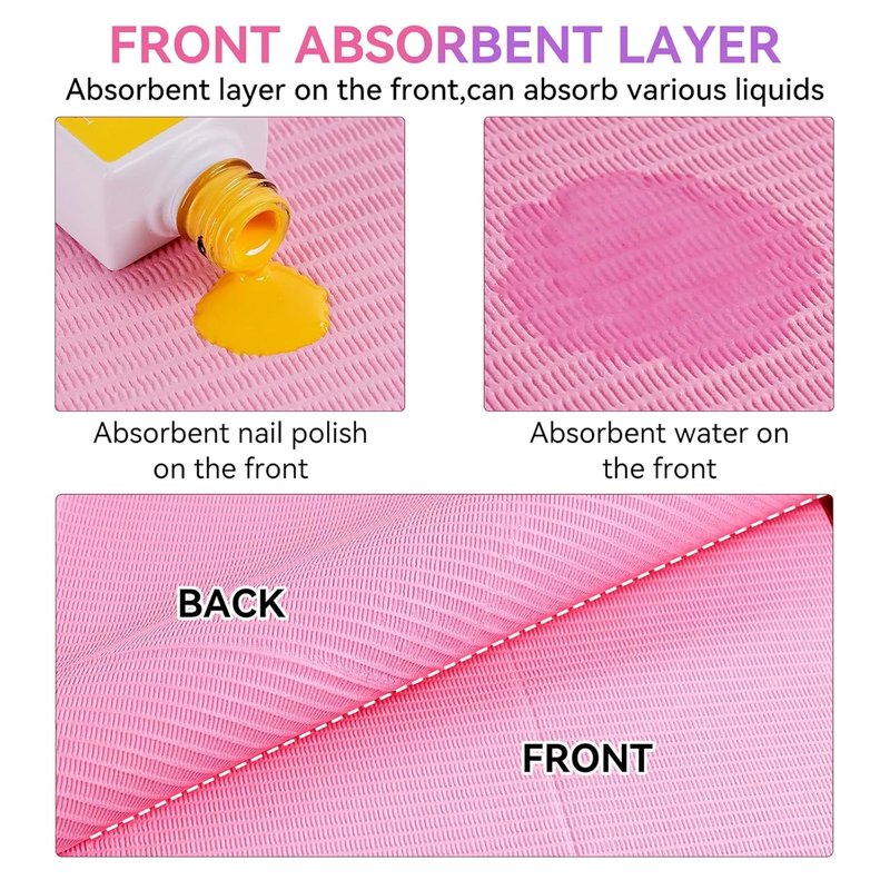 Disposable Nail Mats - 20 Pcs Foldable 3-Ply Waterproof Nail Art Practice Sheets | Pink Clean Pads for Salon Use