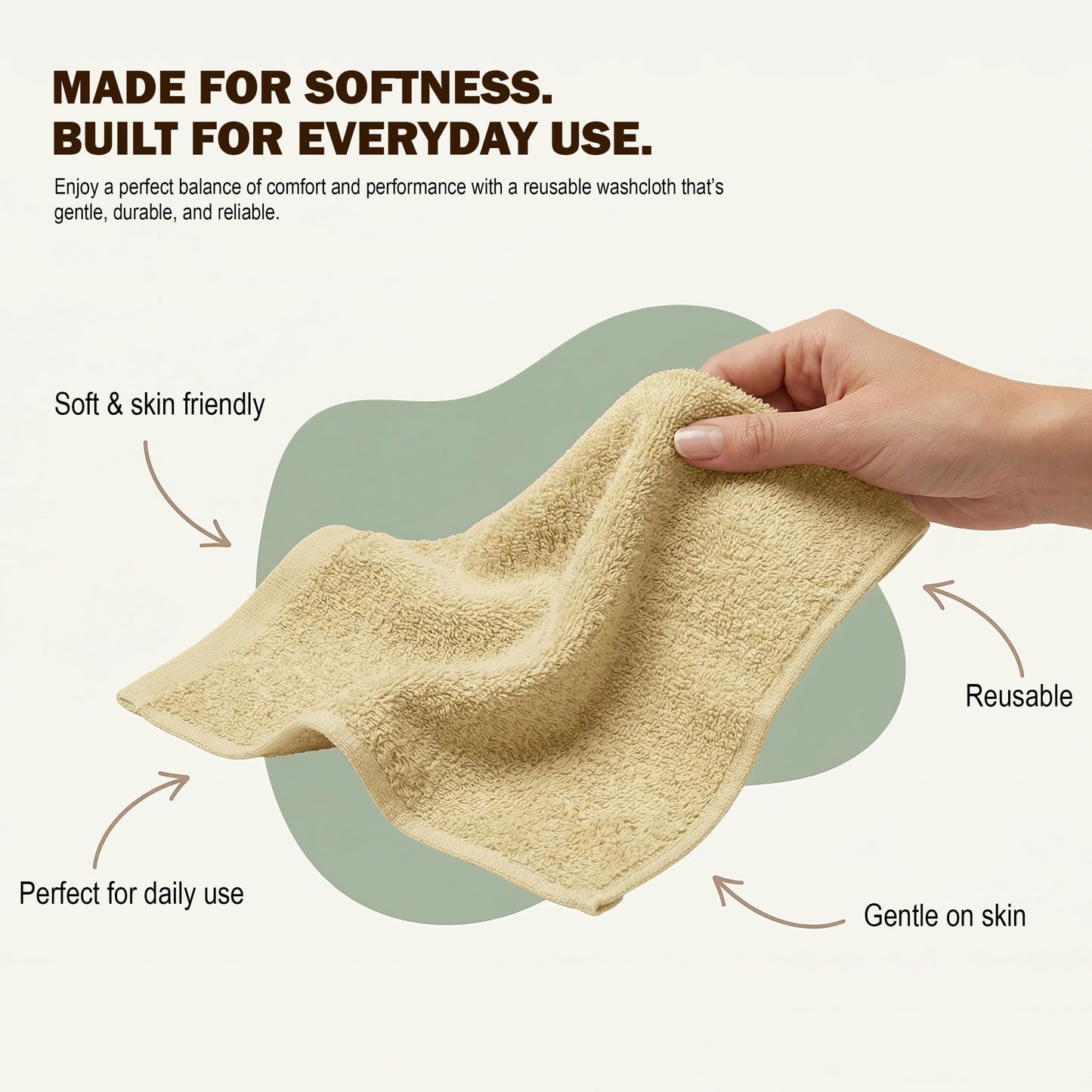 Utopia Towels 60 Pack Cotton Washcloths Set, 100% Ring Spun Cotton, Premium Flannel Face Cloths, Highly Absorbent and Soft Feel Fingertip Towels, Beige