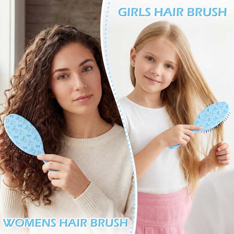 Girls Hair Brush for Women, Hair Brushes Girls Brush Pink Bow Detangling Brush for Curly Hair Pain-Free Girl Hairbrush Kids