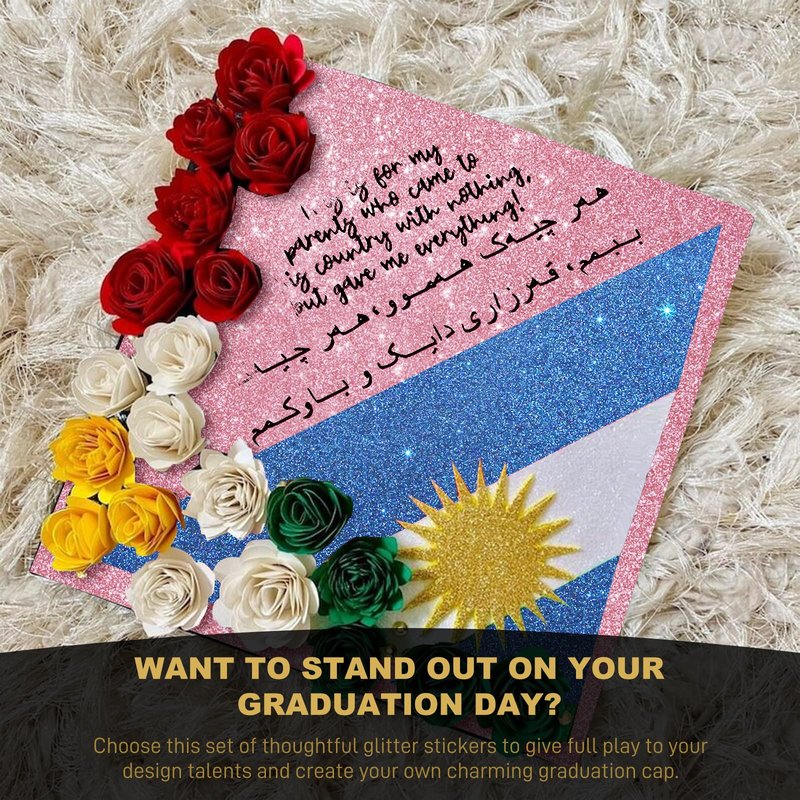 2026 Graduation Cap Decorations kit Graduation Cap Topper Blank, 12 Pcs Glitter Cardstock and 4 Pcs Gemstone Border Stickers for DIY Grad Cap Decorations