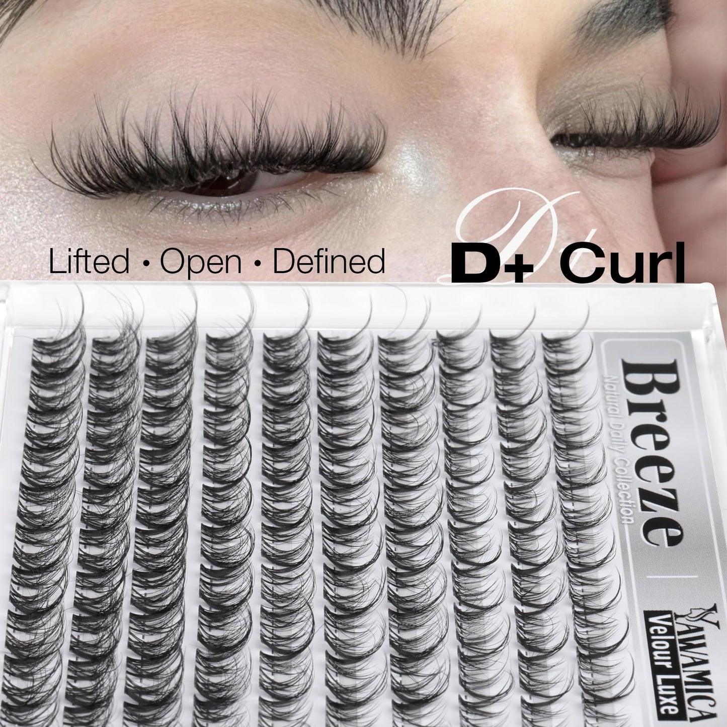 Spider Lash Clusters Wispy Fluffy Eyelash Clusters DD Curl Cluster Eyelash Extensions Natural Volume Individual Lashes 10-14mm Cluster Lashes with Invisible Band DIY Lash Extension by Yawamica