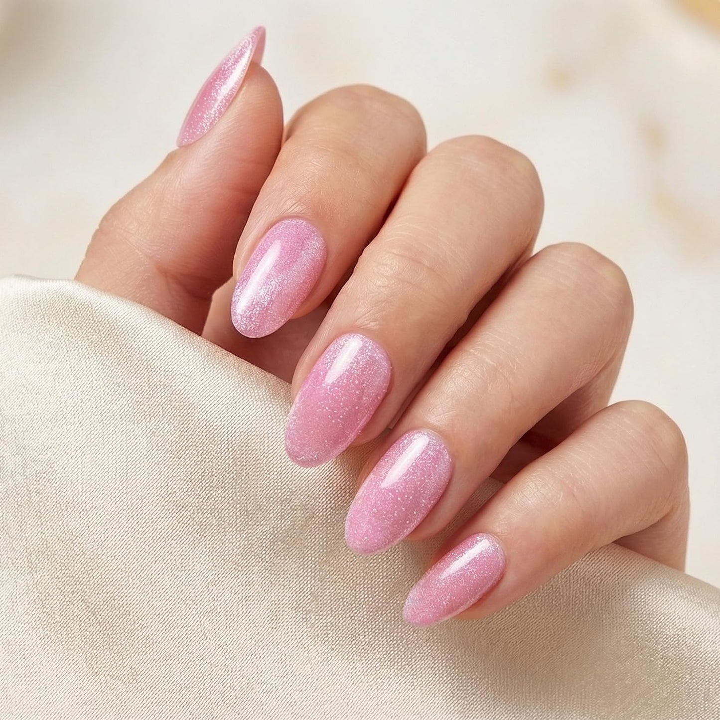 Static Nails Reusable Pop-On Manicure Set - Velvet Blush | Medium Press On Nails | Salon Quality Non-Damaging Acrylic Nails | Fake Nail Kit with Glue