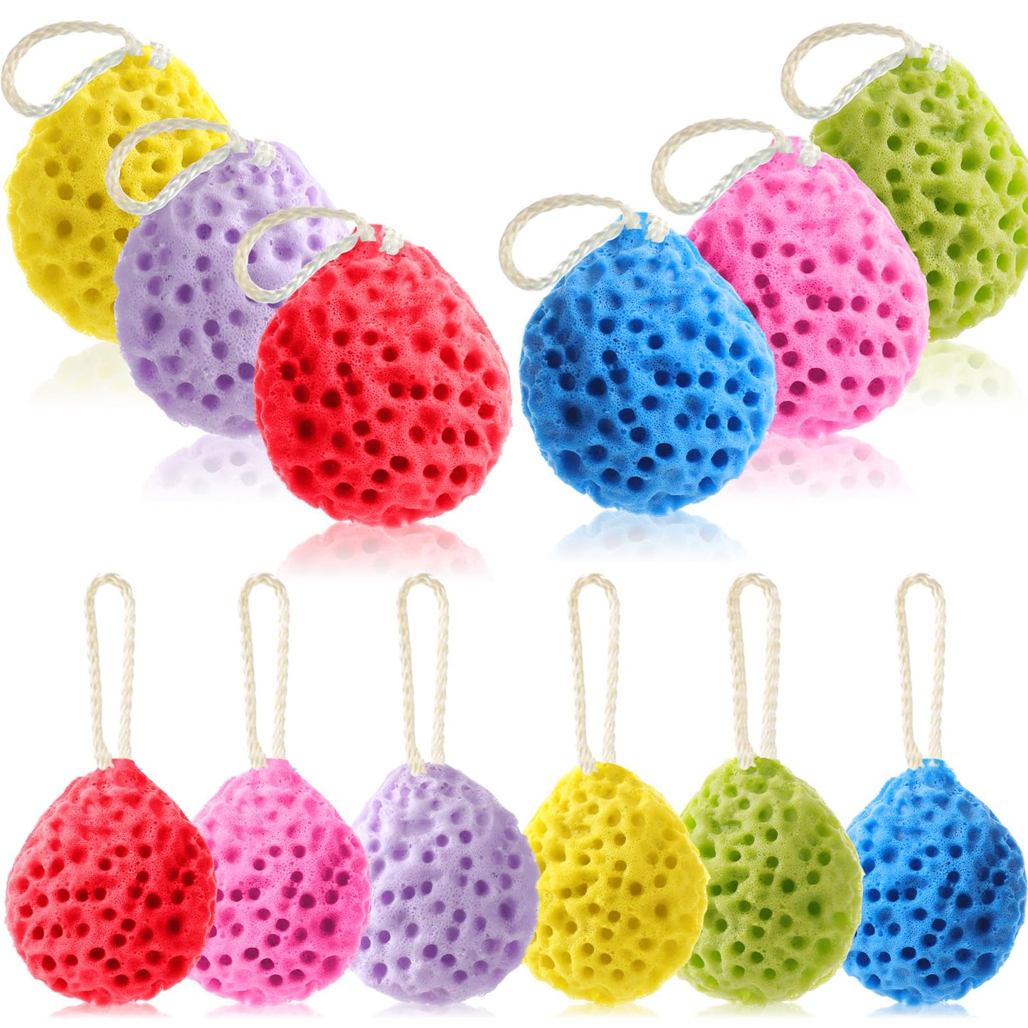 FoldTier 12 Pcs Bath Sponge Deep Cleansing Body Loofah Gentle and Deep Exfoliating Body Scrubber Bath Accessories Men Women Baby Sponge for Bathing Shower (Stylish Color)