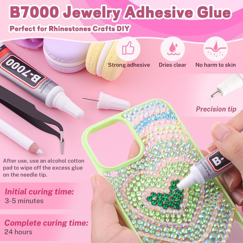 Green Rhinestones for Bedazzling - 20,000 Pcs Resin Gems with B7000 Jewelry Glue | Assorted Sizes 3/4/5/6mm for Crafts & Nail Art