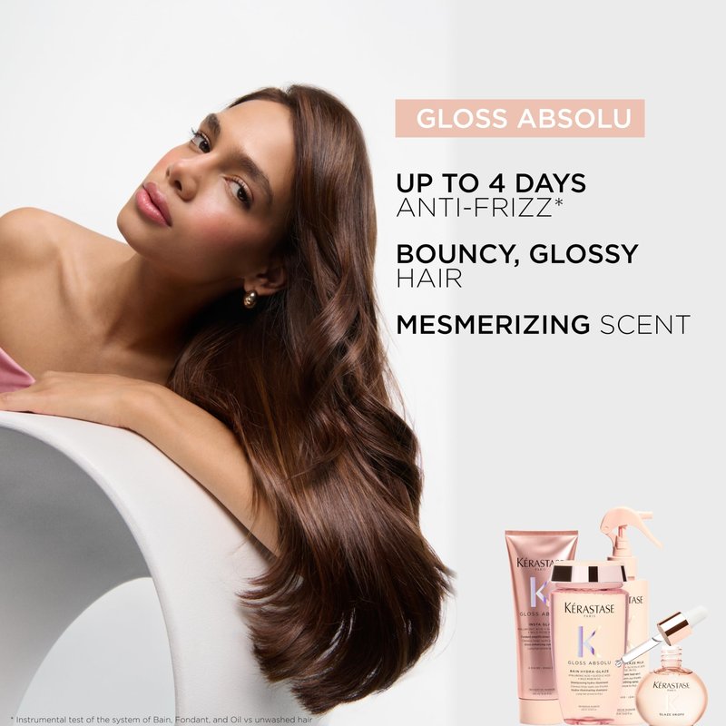 Kerastase Gloss Absolu High-Shine Anti-Frizz Shampoo - Cleanses & Reveals Ultimate Shine, For Glossy & Bouncy Hair, 2.5 Fl Oz, Travel Size