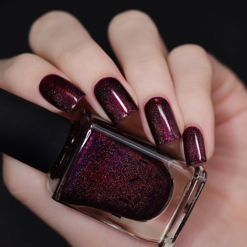 ILNP Black Orchid - Deep Burgundy Holographic Nail Polish | Long-Lasting, Non-Toxic, Vegan, Chip Resistant