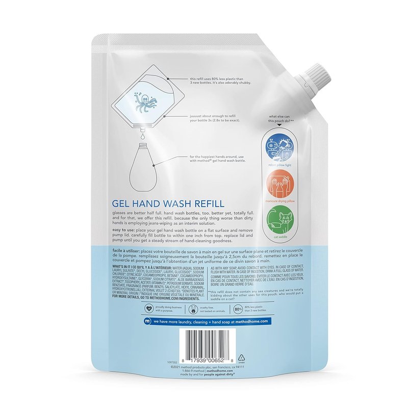 Method Gel Hand Soap Refill - Sweet Water Scent | 34 Fl Oz (Pack of 6)