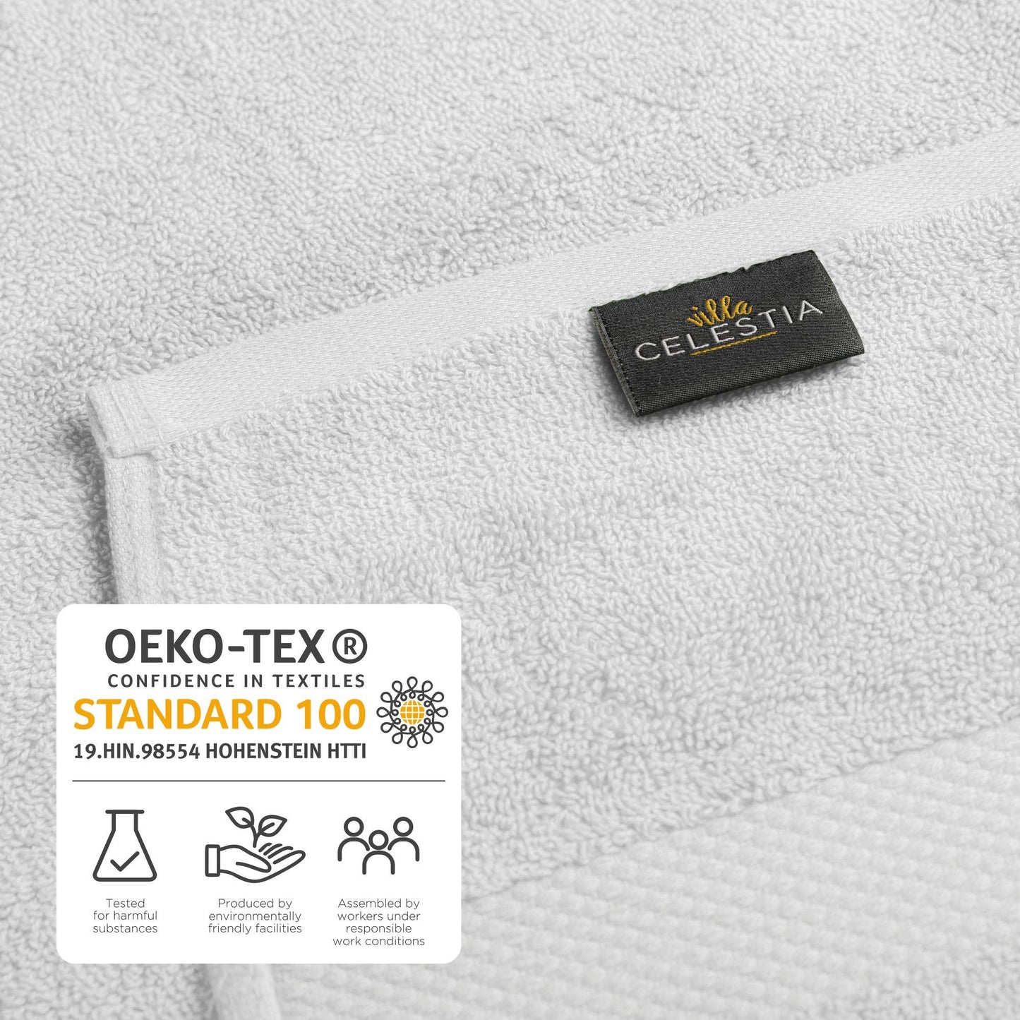 Villa Celestia Cotton Washcloths Set of 12, 12x12 Inch, 100% Ring-Spun Combed Cotton, Soft Absorbent Quick-Dry Wash Cloths for Face and Body, Oeko-TEX Certified, Hotel & Spa Quality, White