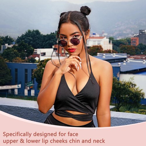 Facial Hair Remover for Women - as Seen on TV Painless Face Shaver - Electric Hair Removal Device for Face Lips Peach Fuzz with Light (Rose Gold)