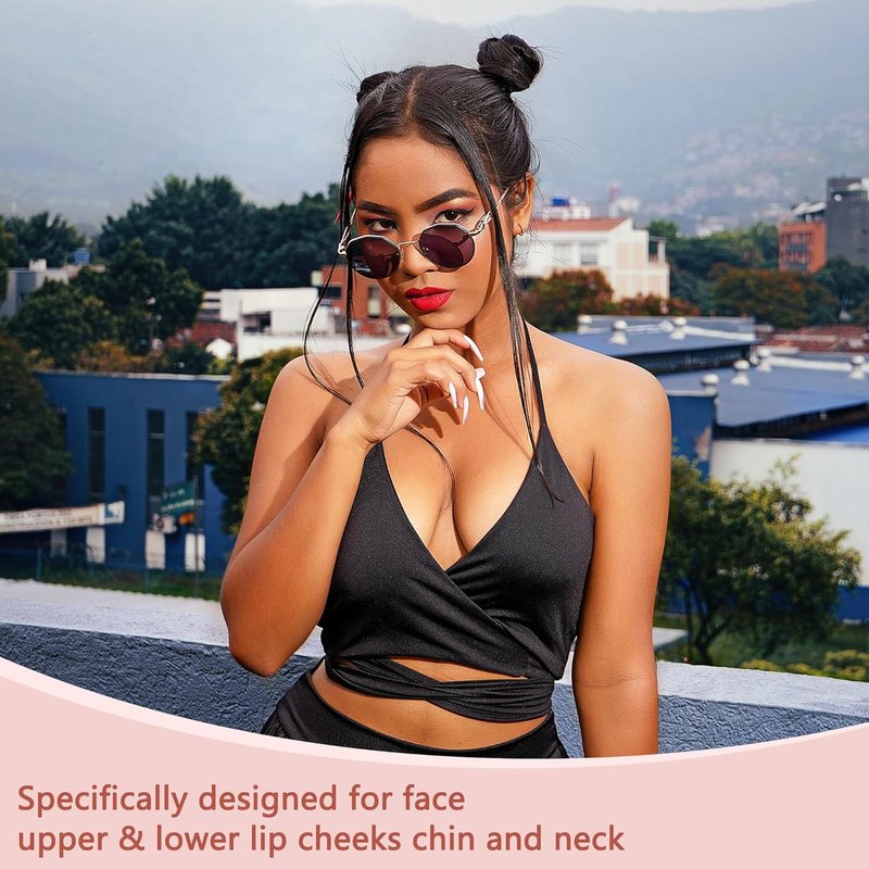 Facial Hair Remover for Women - Painless Electric Face Shaver | Rose Gold, Ideal for Lips & Peach Fuzz