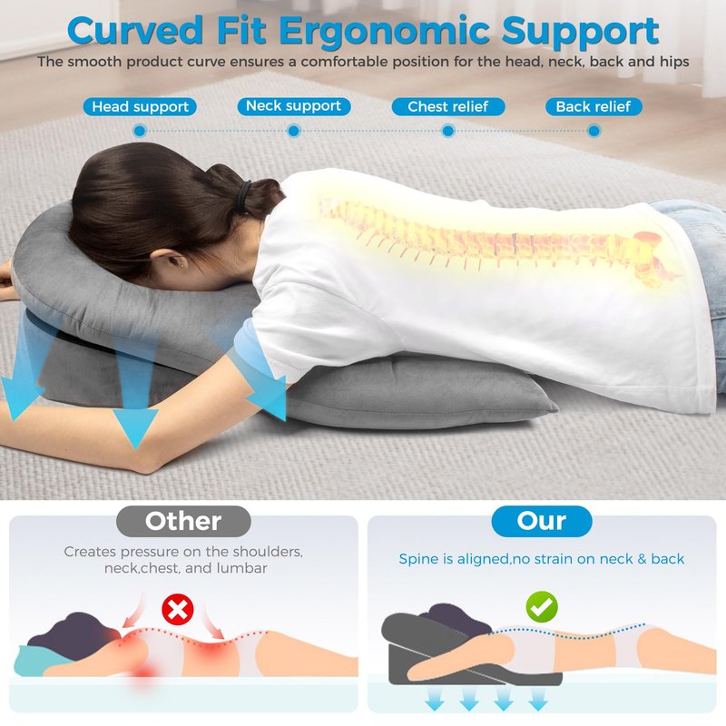 Face Down Pillow After Eye Recovery, Massage Pillow Face Down, Suitable for Naps and Spinal Massage, Ffits The Body Curves Relieves The Discomfort of Prone Sleeping