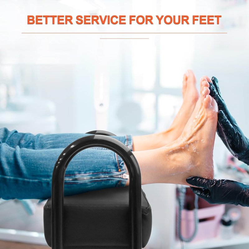 Portable Nail Foot Bath Spa Trolley Cart - Adjustable Height PU Cushion for Salon Use | Black