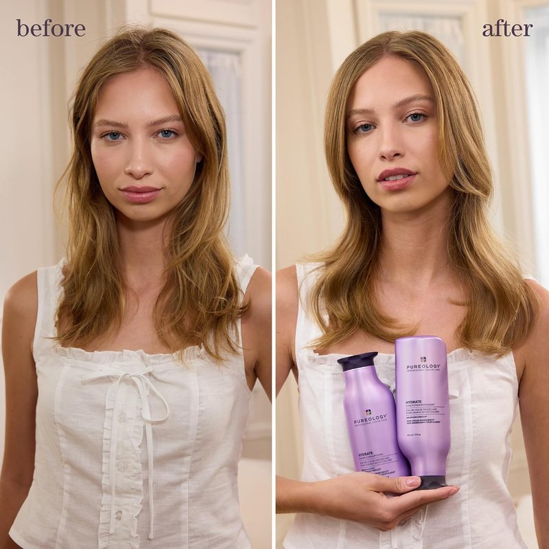 Pureology Hydrate Shampoo & Conditioner Set - Deeply Hydrates Medium to Thick Color-Treated Hair, Sulfate-Free