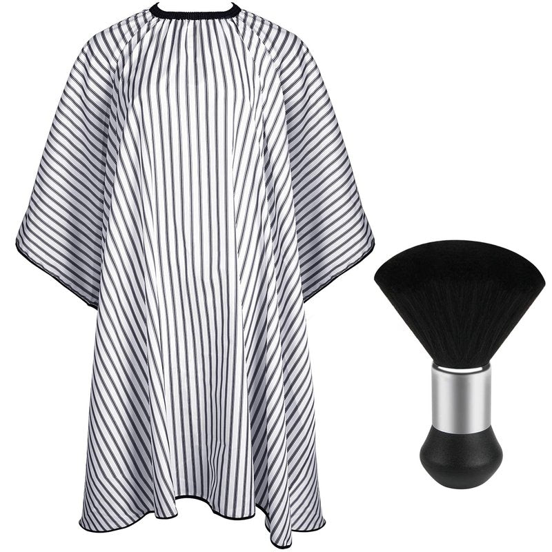 FEBSNOW Professional Hair Cutting Cape with Neck Duster Brush, Salon Barber Cape, Hair Cutting Accessories (Stripe)…