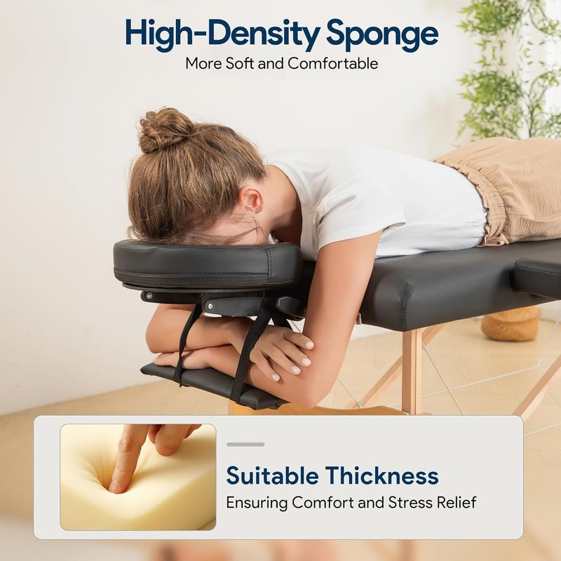 Brelley Portable Massage Table - Adjustable Height 24" Wide Foldable Spa & Tattoo Bed (Black)
