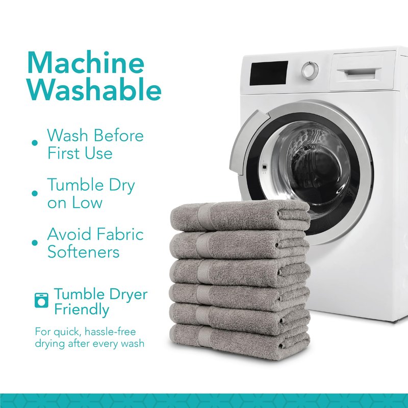 Pleasant Home Bath Towels Set of 6 (24” x 50”) 100% Cotton, 515 GSM | Lightweight, Soft & Highly Absorbent Luxury Towels for Bathroom | for Gym, Pool & Spa | 6 Pack, Gray