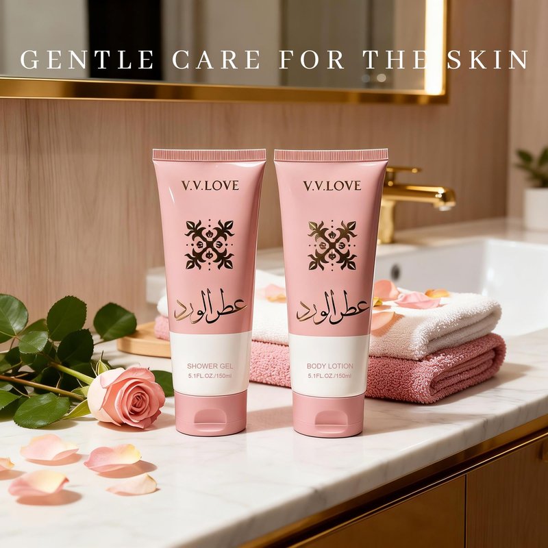 A CENTER Faruk Pink 5PCS Luxury Perfume Gift Set for Women Eau de Parfum Spray3.4&0.5FL OZ with Shower Gel &Body Lotion (150ml Each& Mist 100ml- Premium Fragrance Collection Daily Use