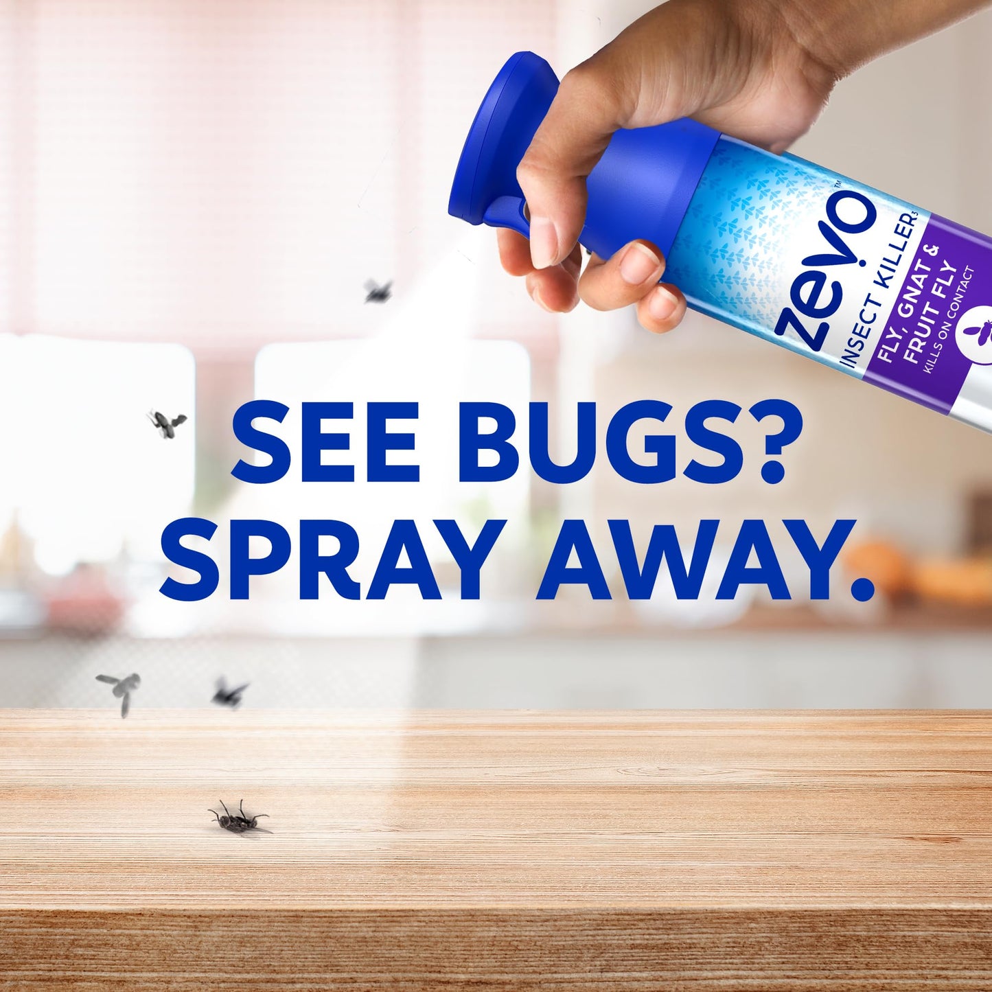 Zevo Flying Insect Killer Spray - Fruit Fly, Gnat, Fly & Mosquito Bug Spray for Home Use with Rosemary & Cornmint Oil - Indoor & Outdoor Use (2 Bottles)