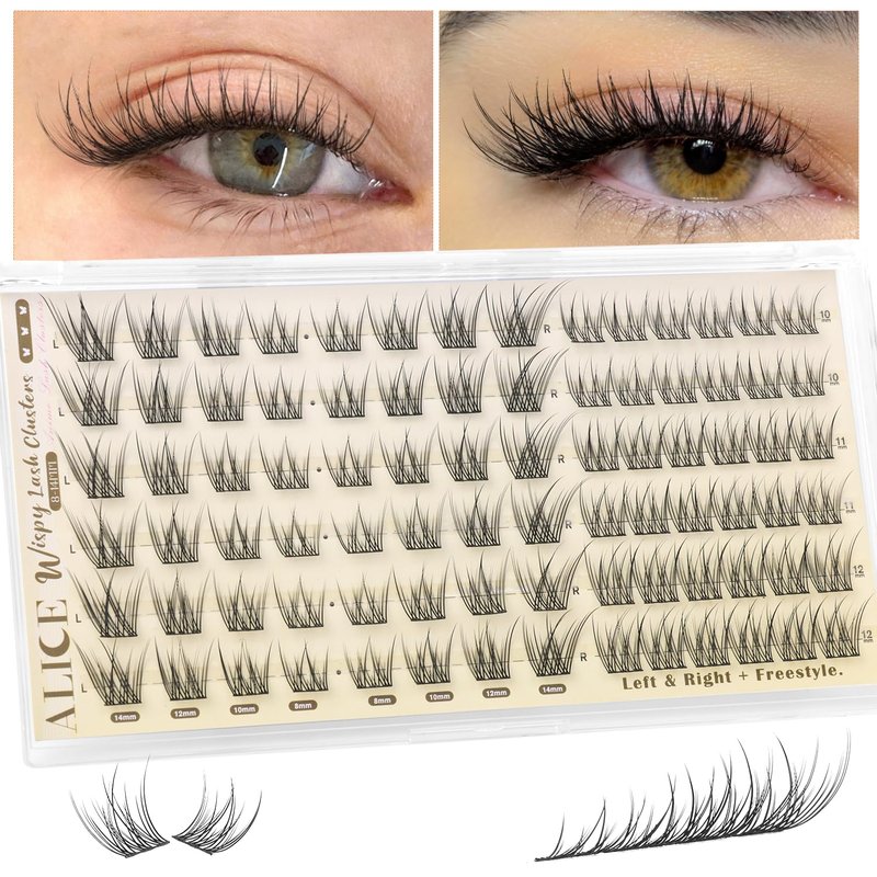 ALICE Wispy Natural Lash Clusters Invisible Band Eyelash Clusters Vegan DIY Eyelash Extensions Reusable Lightweight Lash Extensions for Daily No Makeup