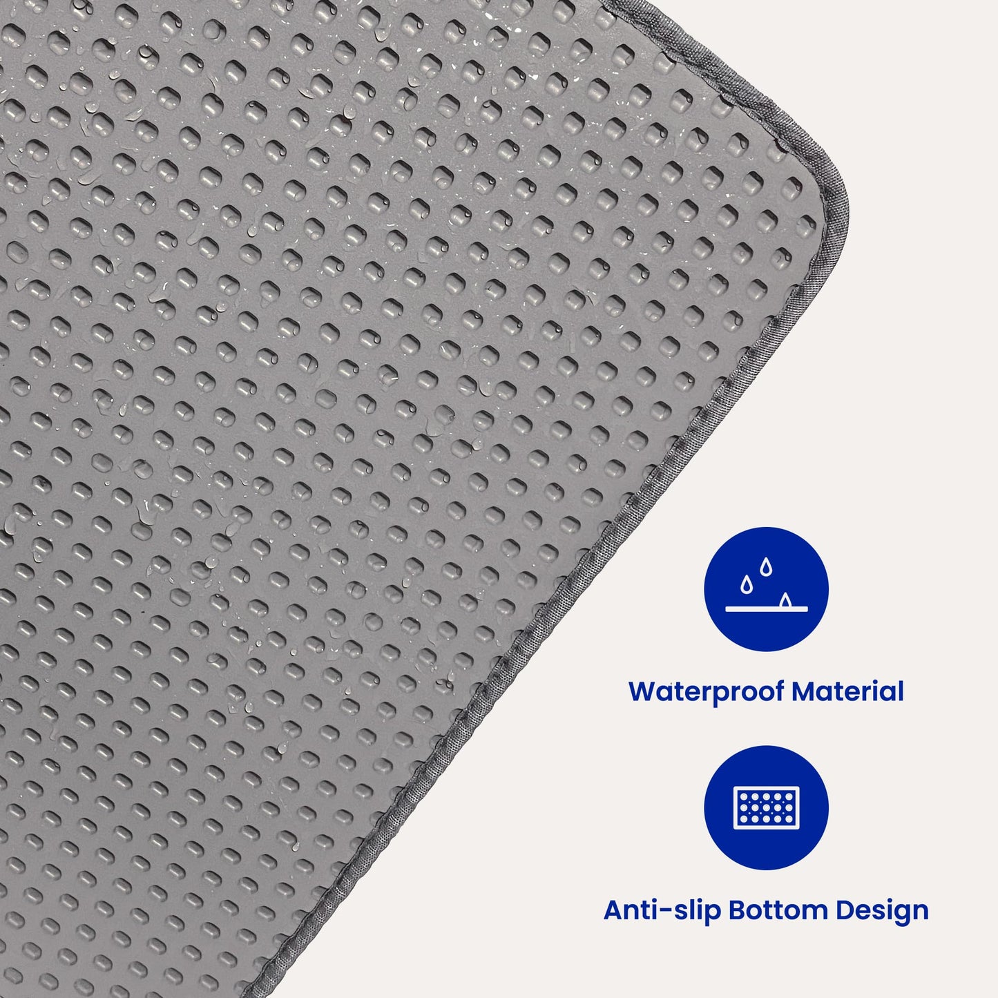 Tevanas cat litter mat extra large 24 x 36” urine waterproof, washable easy to clean cat litter box mat, honeycomb double layer non-slip litter trapping carpet, grey