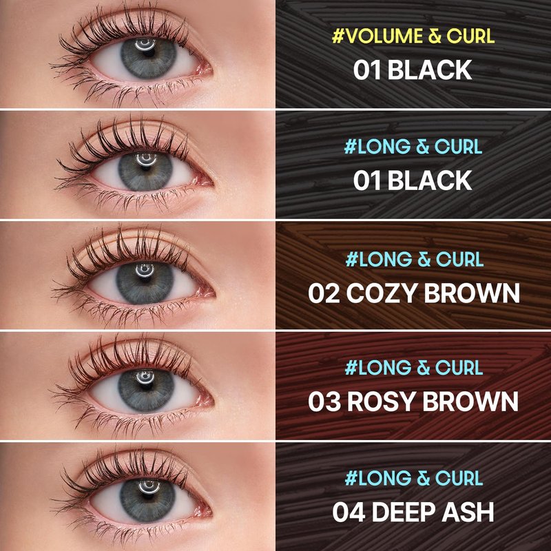 COSNORI Waterproof Mascara - Volume & Curl for Thicker, Voluminous Eyelashes | Smudge-Proof, Clump-Free, 0.24 fl. oz.