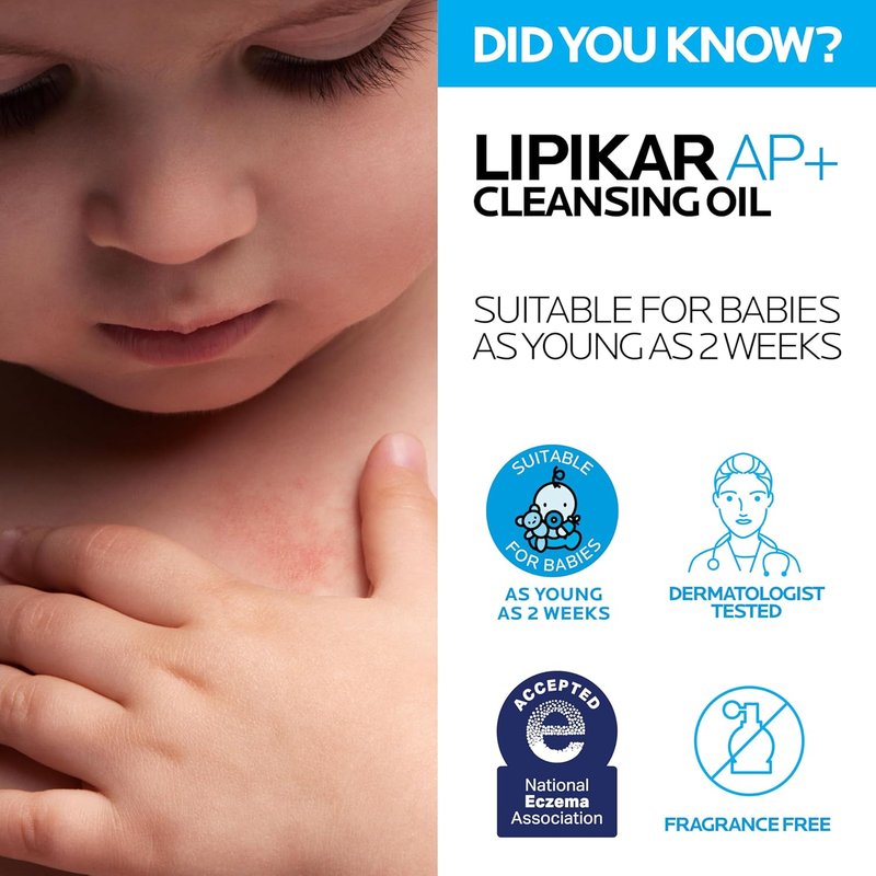La Roche-Posay Lipikar AP+ Gentle Foaming Cleansing Oil - Hydrating Face & Body Cleanser with Niacinamide, Fragrance-Free